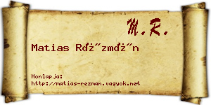 Matias Rézmán névjegykártya